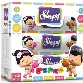 Sleepy 50x48'li Set Pepee Kapaklı Islak Havlu