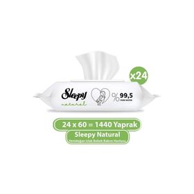 Sleepy 60'lı Natural Yenidoğan Islak Bebek Bakım Havlusu (12 adet)