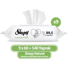 Sleepy 60'lı Natural Yenidoğan Islak Havlu Mendil (9 adet)