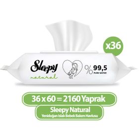Sleepy 60'lı Natural Yenidoğan Islak Havlu Mendil (9 adet)