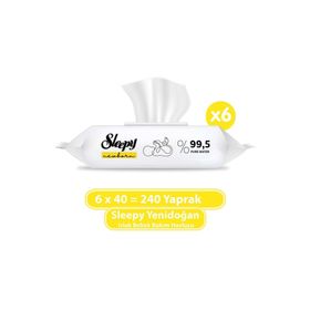 Sleepy 6x40'lı Yenidoğan Devam Islak Bebek Bakım Havlusu
