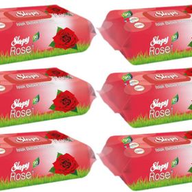 Sleepy 90 Yaprak 6'lı Pamuk Gül Plastik Kapaklı Islak Mendil Seti