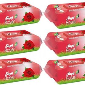 Sleepy 90 Yaprak 6'lı Pamuk Gül Plastik Kapaklı Islak Mendil Seti