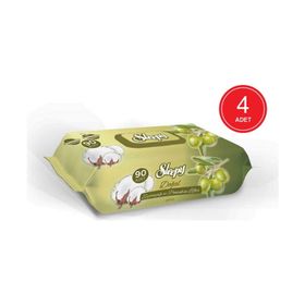 Sleepy 90 Yaprak x 4 Islak Mendil Zeytinyağı Ve Pamuksu Lifler