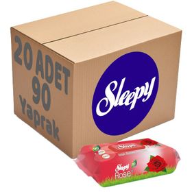 Sleepy 90x20'li Set Gül Plastik Kapaklı Islak Havlu