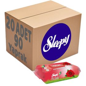 Sleepy 90x20'li Set Gül Plastik Kapaklı Islak Havlu