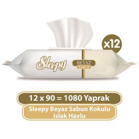 Sleepy Beyaz Sabun Kokulu 90x12'li 1080 Yaprak Islak Mendil