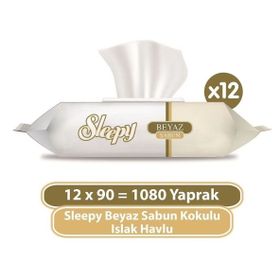 Sleepy Beyaz Sabun Kokulu 90x12'li 1080 Yaprak Islak Mendil