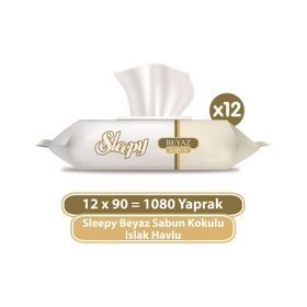 Sleepy Beyaz Sabun Kokulu 90x12'li 1080 Yaprak Islak Mendil