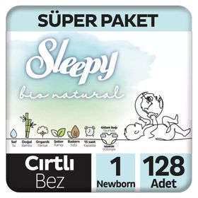 Sleepy Bio Natural No:1 Yenidoğan 128 Adet Bebek Bezi