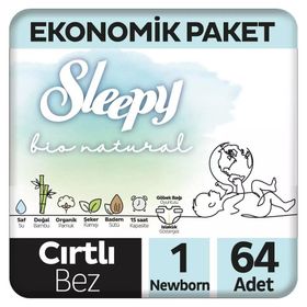 Sleepy Bio Natural No:1 Yenidoğan 64 Adet Bebek Bezi