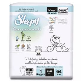 Sleepy Bio Natural No:1 Yenidoğan 64 Adet Bebek Bezi
