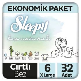 Sleepy Bio Natural No:6 XLarge 32 Adet Bebek Bezi