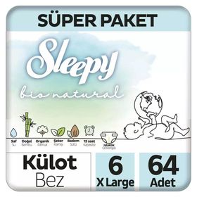 Sleepy Bio Natural No:6 XLarge 64 Adet Külot Bebek Bezi