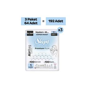 Sleepy Bio Natural Premium Plus Airbag Comfort No:1 Yenidoğan 192 Adet Bebek Bezi