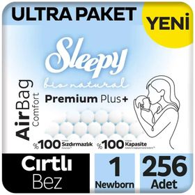 Sleepy Bio Natural Premium Plus Airbag Comfort No:1 Yenidoğan 256 Adet Bebek Bezi