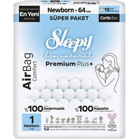 Sleepy Bio Natural Premium Plus Airbag Comfort No:1 Yenidoğan 64 Adet Bebek Bezi