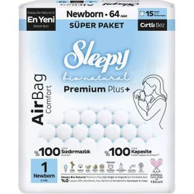 Sleepy Bio Natural Premium Plus Airbag Comfort No:1 Yenidoğan 64 Adet Bebek Bezi