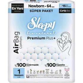 Sleepy Bio Natural Premium Plus Airbag Comfort No:1 Yenidoğan 64 Adet Bebek Bezi