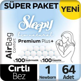 Sleepy Bio Natural Premium Plus Airbag Comfort No:1 Yenidoğan 64 Adet Bebek Bezi