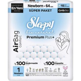 Sleepy Bio Natural Premium Plus Airbag Comfort No:1 Yenidoğan Bebek Bezi