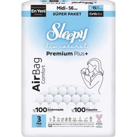 Sleepy Bio Natural Premium Plus Airbag Comfort No:3 Midi 56 Adet Bebek Bezi