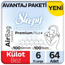 Sleepy Bio Natural Premium Plus Airbag Comfort No:6 Xlarge 64 Adet Külot Bebek Bezi