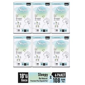 Sleepy Bio Natural Premium Plus Gece 108 Adet Hijyenik Ped