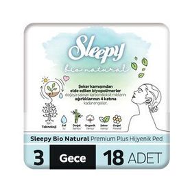 Sleepy Bio Natural Premium Plus Hijyenik 18 Adet Gece Ped