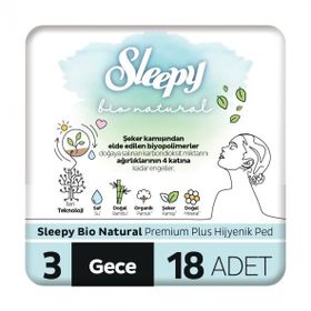 Sleepy Bio Natural Premium Plus Hijyenik 18 Adet Gece Ped