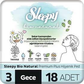 Sleepy Bio Natural Premium Plus Hijyenik 6x18 Adet Gece Ped