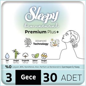Sleepy Bio Natural Premium Plus Mega Paket Gece 30x2 60 Adet Hijyenik Ped