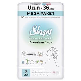 Sleepy Bio Natural Premium Plus Mega Paket Uzun 36x3 108 Adet Hijyenik Ped