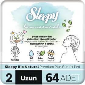 Sleepy Bio Natural Premium Plus Uzun 64 Adet Günlük Ped