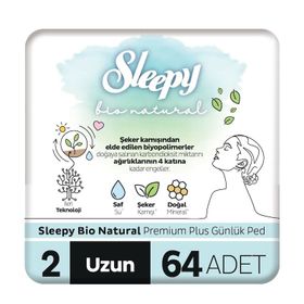 Sleepy Bio Natural Premium Plus Uzun 64 Adet Günlük Ped