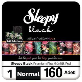 Sleepy Black Premium Plus 160 Adet Normal Günlük Ped