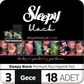 Sleepy Black Premium Plus 18'li Hijyenik Gece Ped