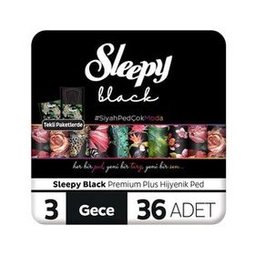 Sleepy Black Premium Plus 36'lı Gece Hijyenik Ped