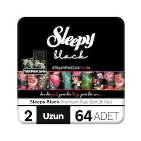 Sleepy Black Premium Plus 64 Adet Uzun Günlük Ped