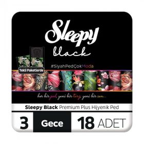 Sleepy Black Premium Plus Gece 3x18'li Hijyenik Ped