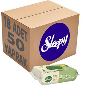 Sleepy Doğal Organik Pamuklu 18x50 Yaprak Islak Mendil
