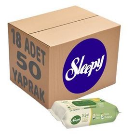 Sleepy Doğal Organik Pamuklu 18x50 Yaprak Islak Mendil