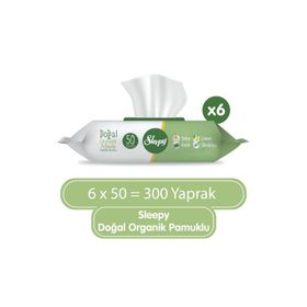 Sleepy Doğal Organik Pamuklu 50'li 6 Paket 300 Yaprak Islak Havlu