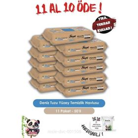 Sleepy Easy 50 Yaprak Clean Bio Çözünür Deniz Tuzu ve Deniz Yosunu Yüzey Temizlik Havlusu (3 adet)