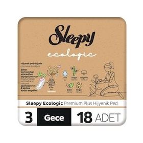 Sleepy Ecologic Premium Plus Gece 18 Adet Hijyenik Ped
