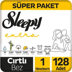 Sleepy Extra No:1 Yenidoğan 128 Adet Bebek Bezi