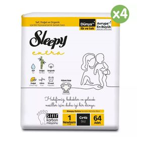Sleepy Extra No:1 Yenidoğan 256 Adet Bebek Bezi