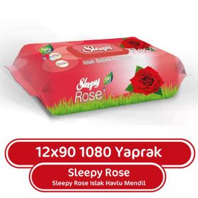 Sleepy Gül Kokulu 12x90 1080 Yaprak Islak Havlu Mendil