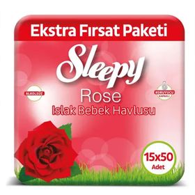 Sleepy Gül Kokulu 50x15'li 750 Yaprak Islak Havlu