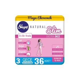 Sleepy Mega Paket Natural Slim Ekstra İnce Gece 36'lı Ped